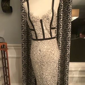 White lace dress with black trim size 2